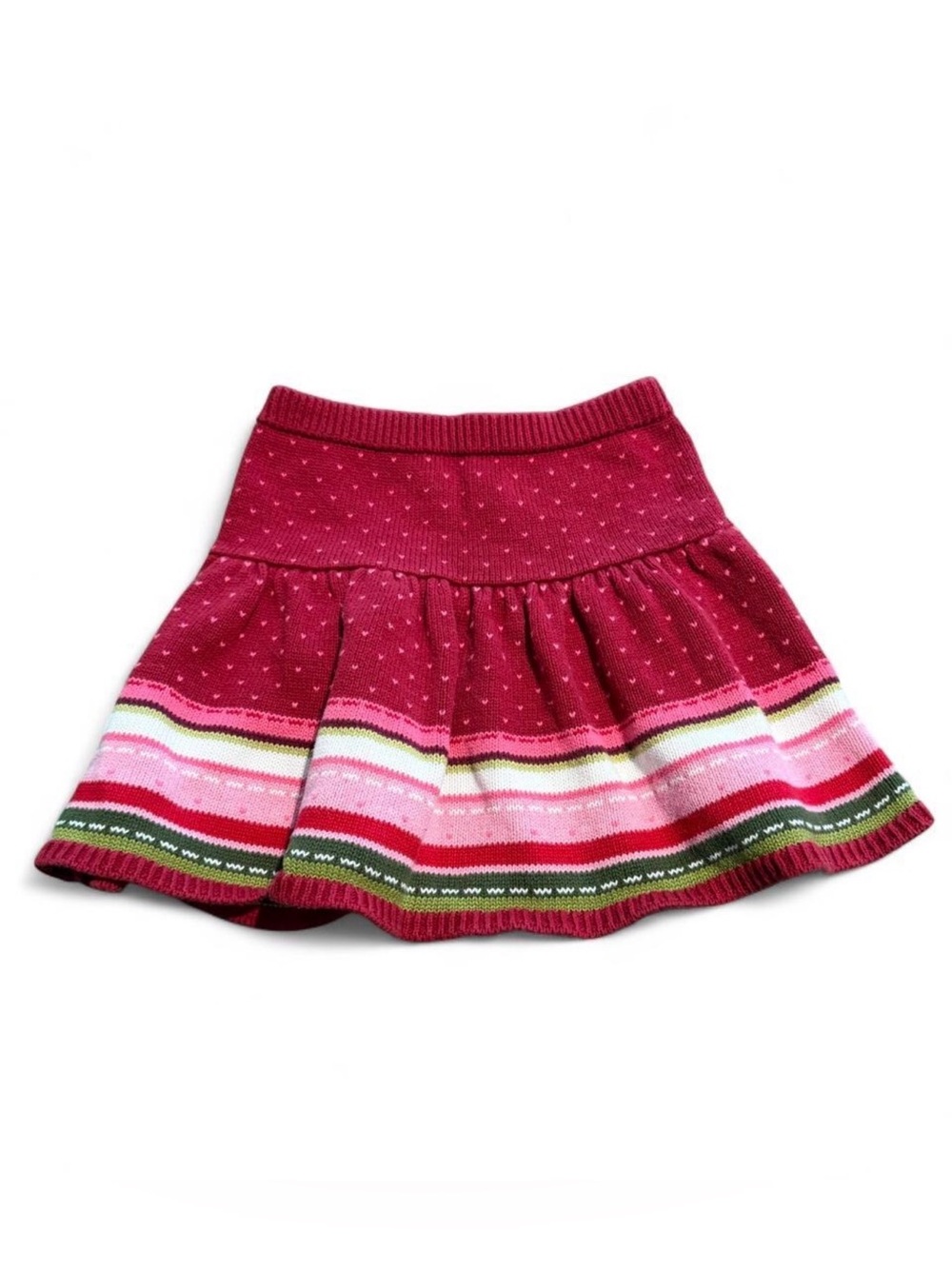 Gymboree Pink Berry Knit Circle Skirt with Striped Hem